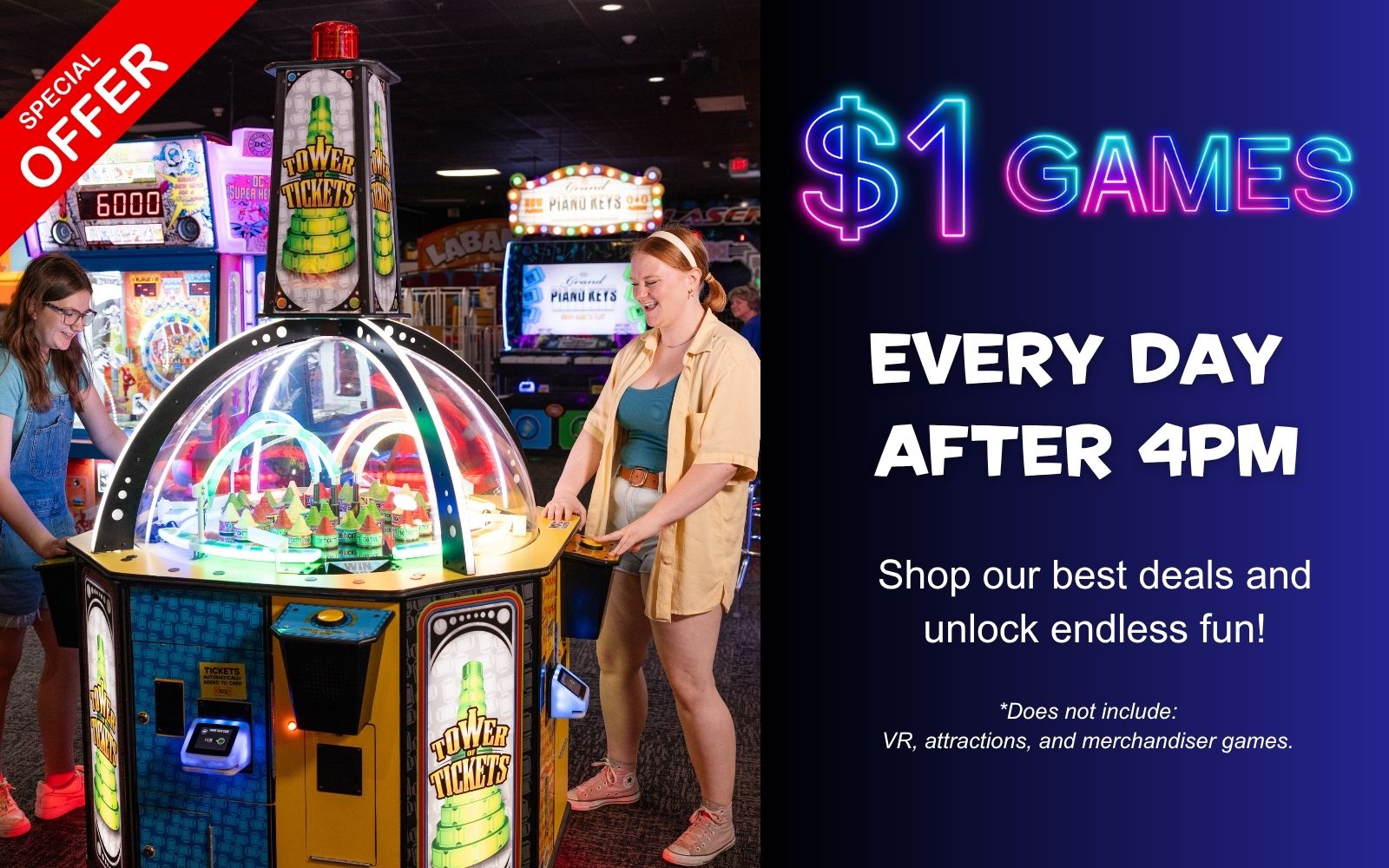 $1 Game Play — pair with any daily deal or package