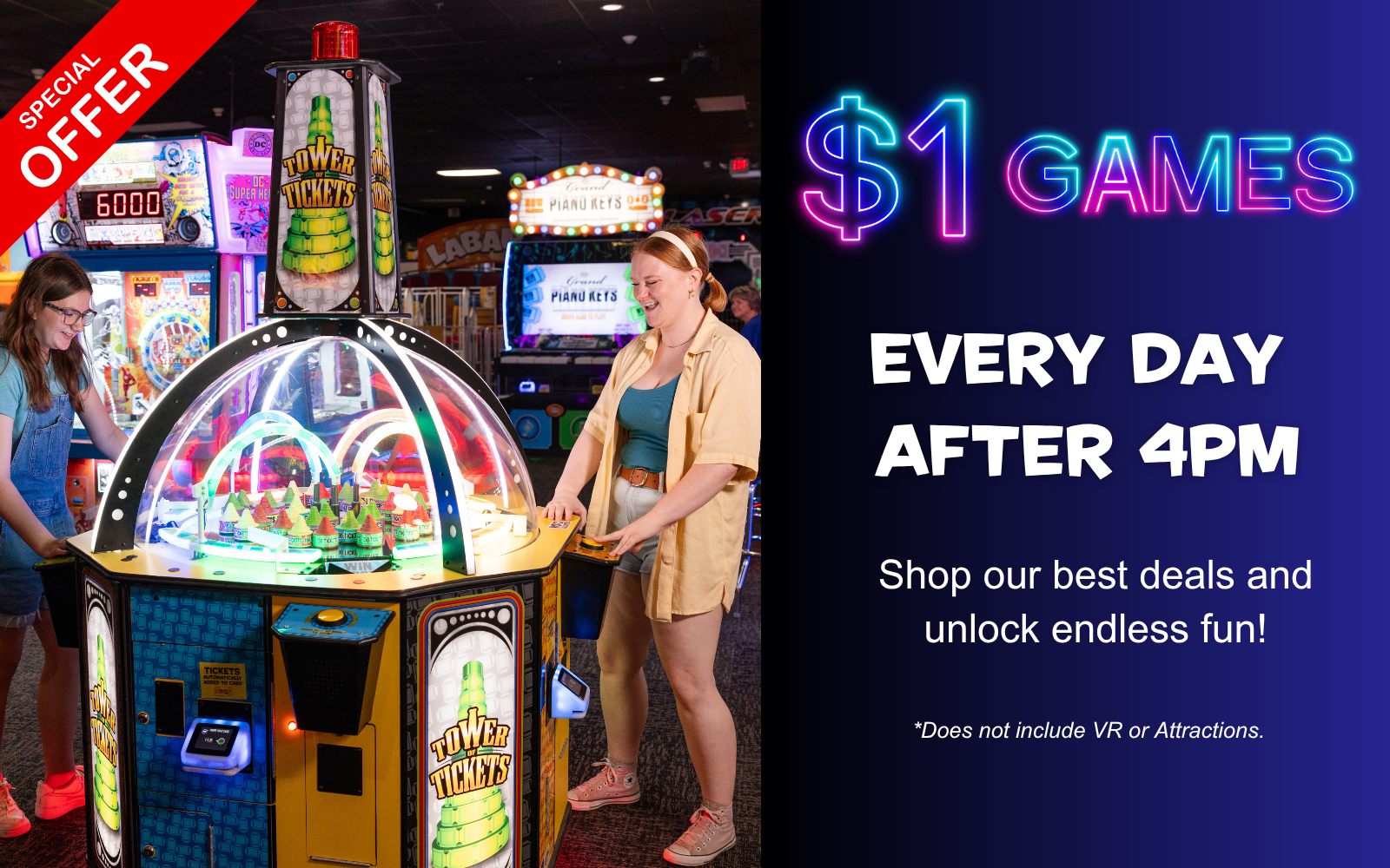 $1 Game Play — pair with any daily deal or package